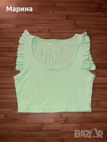 зелени къси панталони с волани за жени