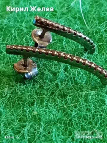 Сребърни обеци тип bar stud с инкрустирани кристали стил и елегантност 27742, снимка 3 - Обеци - 52735776