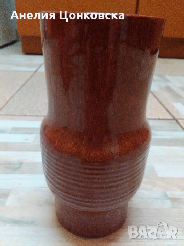 Стара керам.ваза кафяв меланж, снимка 5 - Антикварни и старинни предмети - 26913964