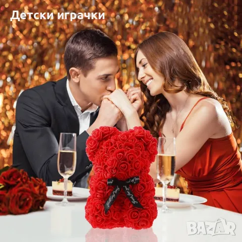 Мече от рози в подаръчна кутия 25см 40см, BG Rose Bear, снимка 7 - Подаръци за жени - 50344916