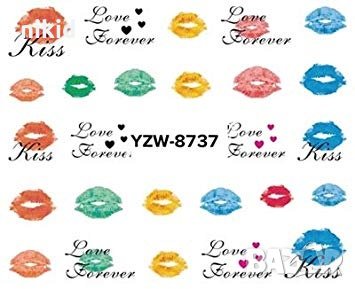 yzw-8737 цветни устни целувки слайдер ваденки водни стикери за нокти маникюр, снимка 2 - Продукти за маникюр - 26965246