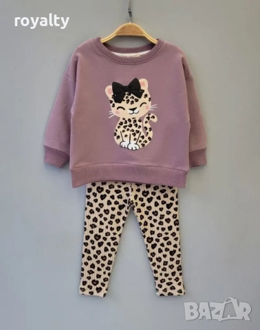 Комплект за момичета с коте Различни цветове , снимка 2 - Детски Блузи и туники - 52828507