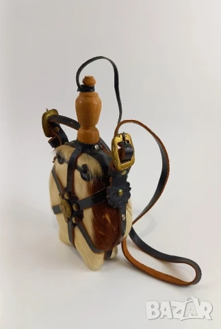 Дървена бъклица, облечена в кожа с козина, снимка 4 - Други - 50526904