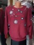 УНИКАЛНО КРАСИВА блуза плетиво в цвят бордо, обшита със сребристи камъни и синци , снимка 1