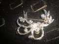 ПОСРЕБРЕНА РЕТРО АРТ БРОШКА с БЛЕСТЯЩИ КРИСТАЛИ 20763, снимка 4