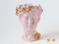 Саксия глава на гръцка богиня / Ваза Венера / Декоратив саксия за цветя в цвят розово и златно, снимка 5