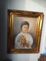 Уникално красива картина портрет масло на платно барок, снимка 1 - Антикварни и старинни предмети - 39678209