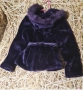 Зимно дебело дамско еко палто в цвят лилаво мастило, с естествен пух по качулката. S/M Ново , снимка 5