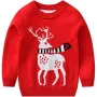 ПРОМОЦИЯ Коледен детски пуловер, р-р 110см, червен с елен, снимка 1