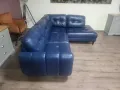 Син кожен ъглов диван, снимка 11