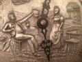 Старинен немски часовник за стена от калай серия Lindenwirthin 23 см. нов, снимка 3