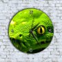 Стенен Часовник - Зелена Змия С Красиви Жълти Очи, снимка 1 - Стенни часовници - 42935417