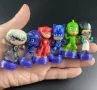 6 бр PJMASKS PJ Masks PJ Mask на стойка фигурки пластмасови PVC за игра украса торта топер фигурка, снимка 1
