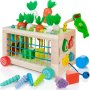 Дървена играчка Монтесори 6в1  за двигателни умения, сензорна играчка, игра за събиране на моркови, снимка 1 - Образователни игри - 44001113