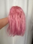 Розова перука естествена коса, снимка 3
