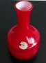 Червена опалинена стъклена ваза в стил арт деко от Мурано, снимка 4