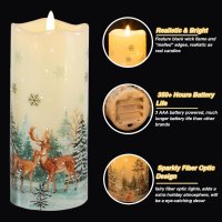 Свещи Eywamage Forest Deer Snowflakes, Коледни свещи с дистанционно, снимка 3 - Декорация за дома - 42931763