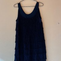 H&M Рокля с ресни в тъмно син цвят L размер  💙, снимка 1 - Рокли - 43980974