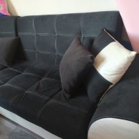 Ъглов диван +6 възглавнички+ стъклена маса, снимка 4 - Дивани и мека мебел - 34799045