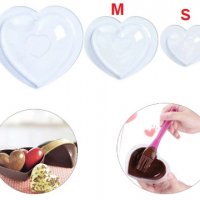 3D 3 Размера сърце форма Поликарбонатна отливка калъп молд за шоколад Шоколадова торта украса , снимка 1 - Форми - 27134583