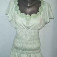 Дизайнерска блуза тип туника с плетена дантела "DKNY"®, снимка 2 - Туники - 28199127