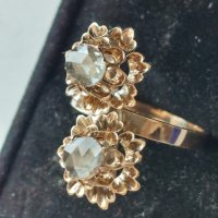 Стар дамски златен пръстен с диаманти, снимка 15 - Пръстени - 43574682