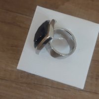 Сребърен пръстен с голям триъгълен черен камък внос от Дубай, снимка 8 - Пръстени - 38757821