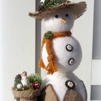 Снежен човек на кръг от бреза, снимка 4 - Коледни подаръци - 38538767