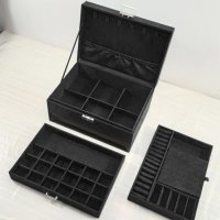 Луксозна кутия за бижута с ключ за заключване и много отделения, черна, снимка 5 - Други - 43899506