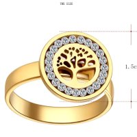 2022 НОВИ 316L пръстени от неръждаема стомана Висококачествени модни кристали Fortune Tree , снимка 4 - Пръстени - 43624799
