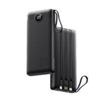 Power Bank VRURC 20000mAh/вградени кабели за бързо зареждане,PD 22,5W/QC 3.0/USB-C/5 изхода/2 вход, снимка 3 - Външни батерии - 43668427