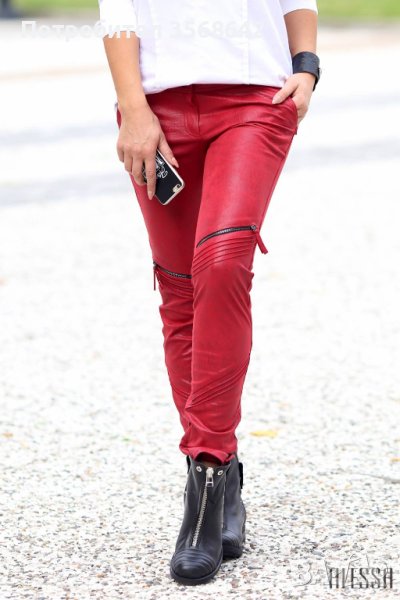 ALESSA Панталон в уникален червен цвят(stizza),с ниска талия, снимка 1