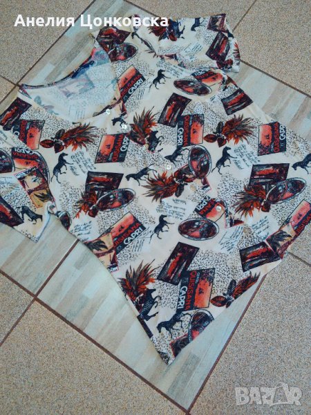 Лятна блузка с копчета и свеж принт, снимка 1