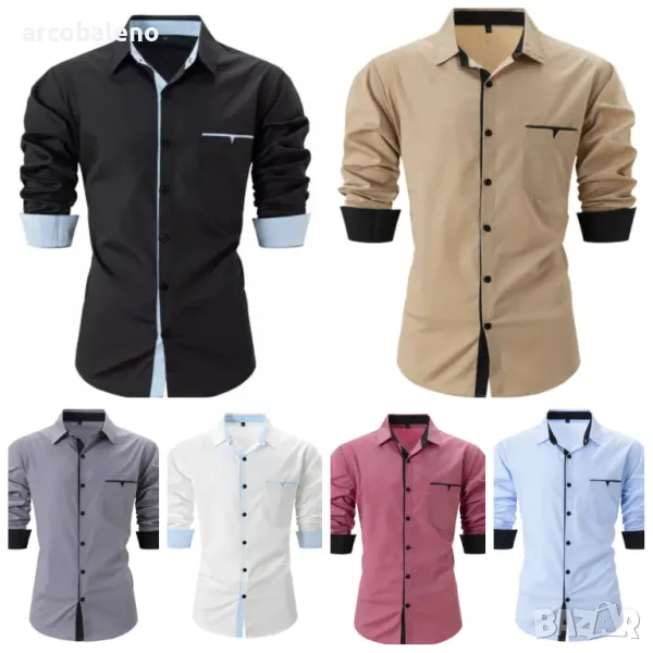 Ежедневна мъжка риза с дълъг ръкав, 6цвята , снимка 1