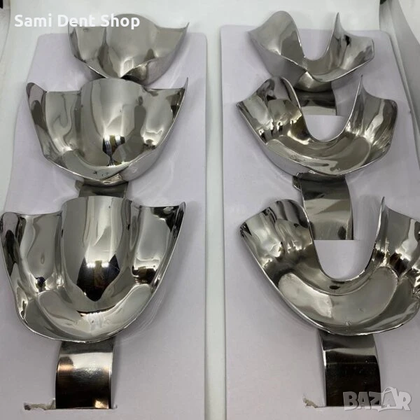  Комплект метални отпечатъчни лъжици – 6 броя за стоматолози, снимка 1