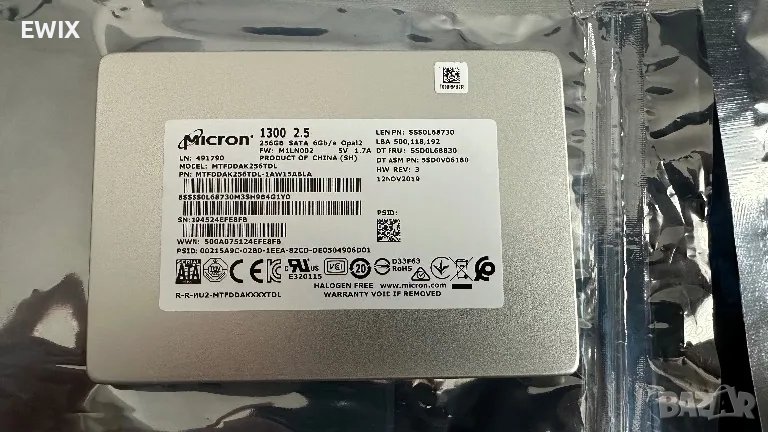 Micron 1300 2.5” 256GB SATA SSD Хард Диск за лаптоп PC - като нови, снимка 1