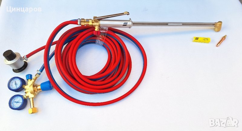 Резак ESAB 700мм,маркуч 10м.двоен,вентили пропан и кислород,дюза,клапани предпазни, снимка 1