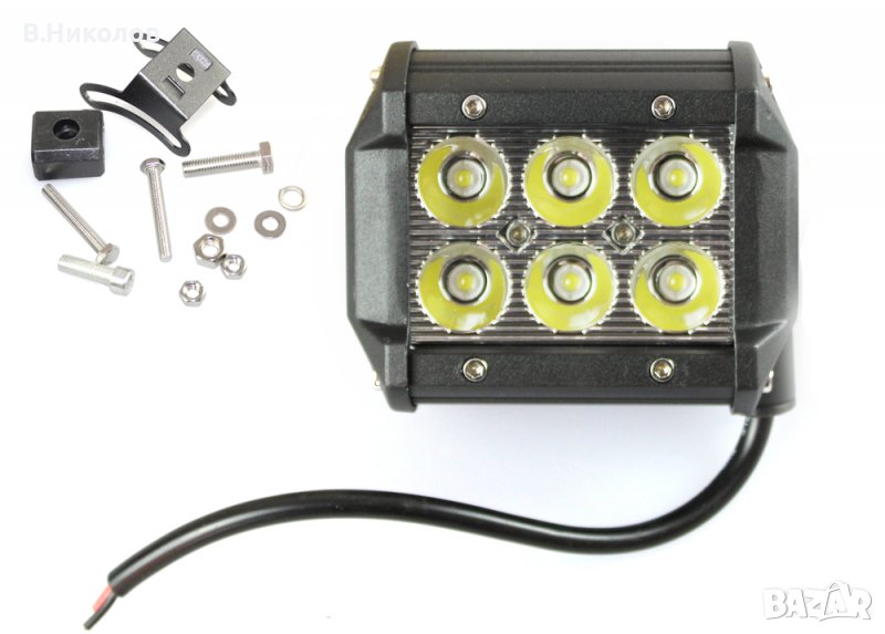 Халоген LED работна лампа 18W ( 3W x 6pcs ) 9V-32V Джип АТВ Коли, снимка 1