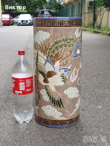 ВАЗА от Сайгон Виетнам РЪЧНО РИСУВАНА с Феникс и Дракон, снимка 1
