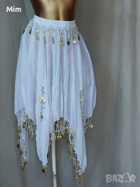 S/M Бяла раздвижина пола с златисти парички за парти / кючек /, снимка 1