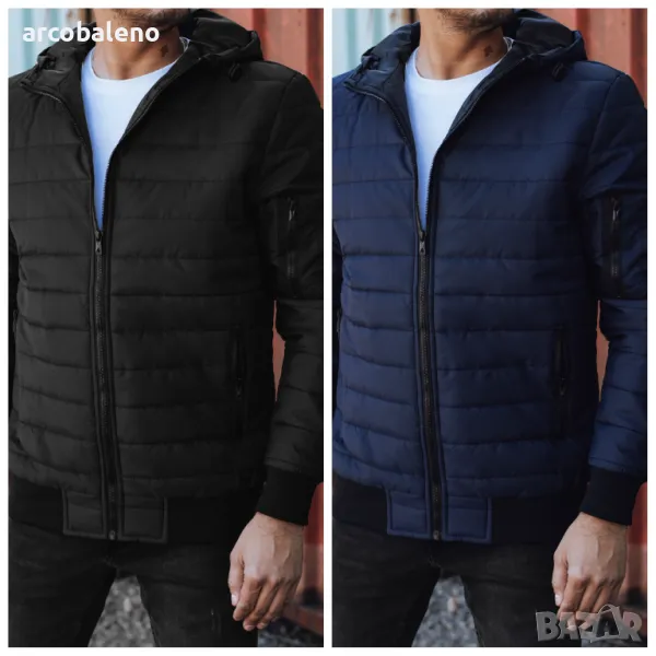 Мъжко преходно ватирано яке с качулка, 2цвята , снимка 1