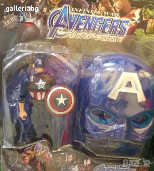 Светеща маска с фигурка Капитан Америка (Captain America, Marvel, Avengers), снимка 1