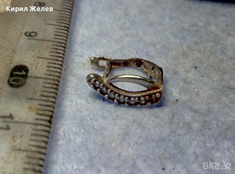 СТАРА СКЪПОЦЕННА СРЕБЪРНА ОБЕЦА СРЕБРО 925 с ФАСЕТИРАНИ БЛЕСТЯЩИ ЦИРКОНИ 47581, снимка 1