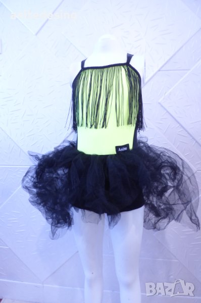 Детска рокля за спортни танци в черно и електрик, снимка 1