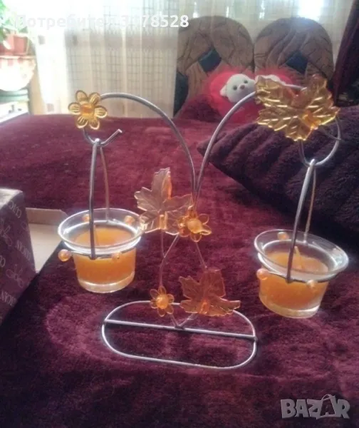 Свещник цвете за две свещи , снимка 1