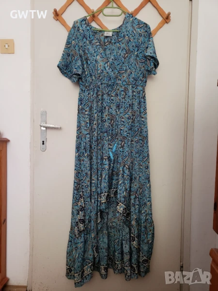 Дълга асиметрична рокля от естествена коприна, снимка 1