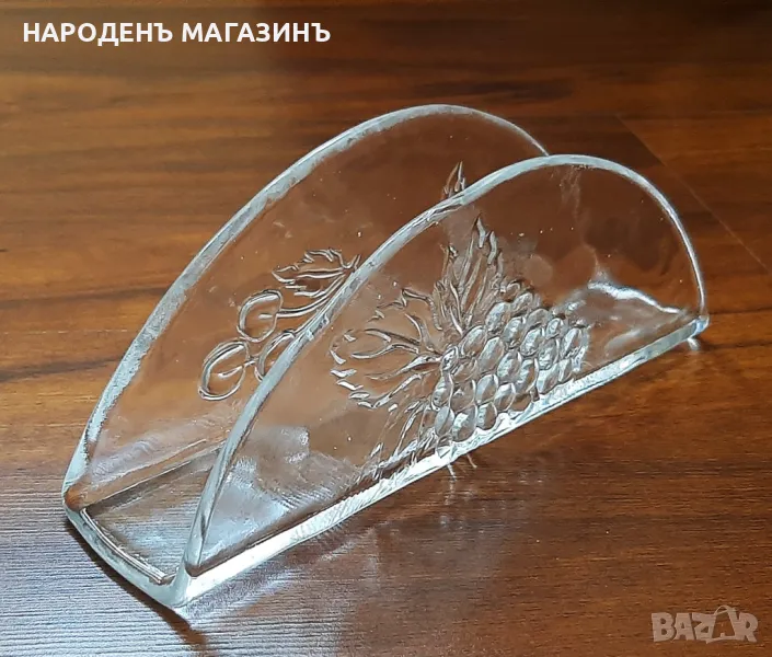 Голям стъклен салфетник салфетки маса сервиз , снимка 1