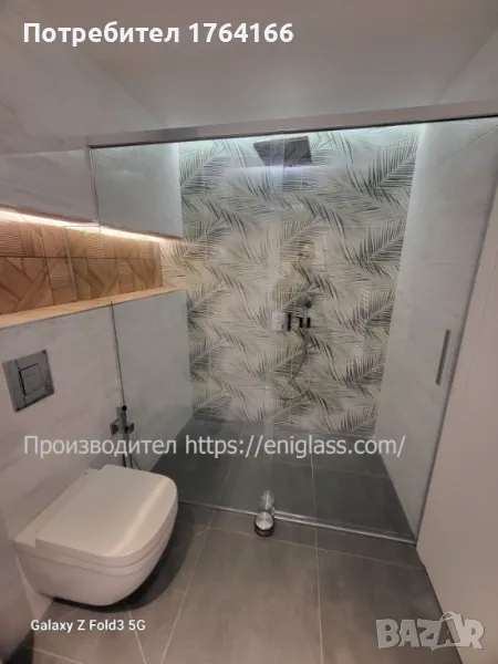 Стъклена прозрачна душ кабина с плъзгаща врата и нестандартни размери ОТ ЕНИГЛАС, снимка 1