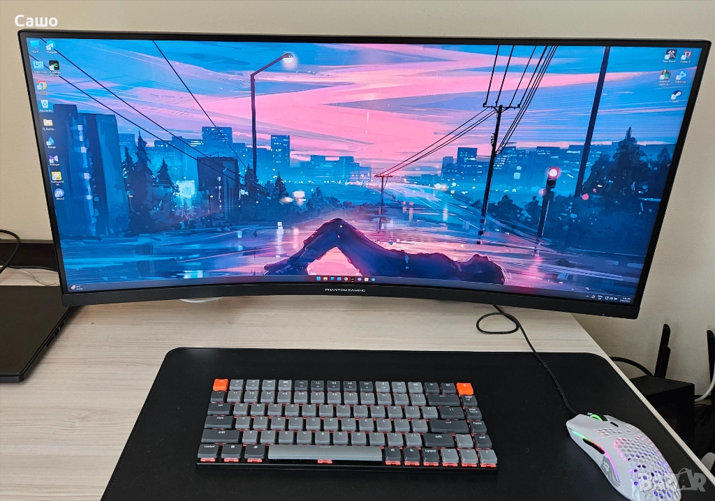 Монитор ASRock Phantom Gaming 34" 2к Widescreen Curved VA 165hz, снимка 1