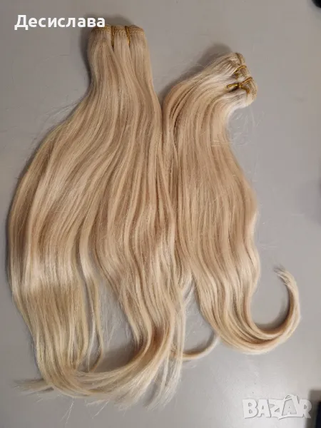 Естествена плътна коса висок клас светлоруса. Цена за 100 грама, снимка 1